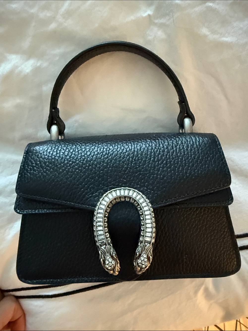 Gucci Black Mini Top-Handle Bag with Silver Horseshoe Accent